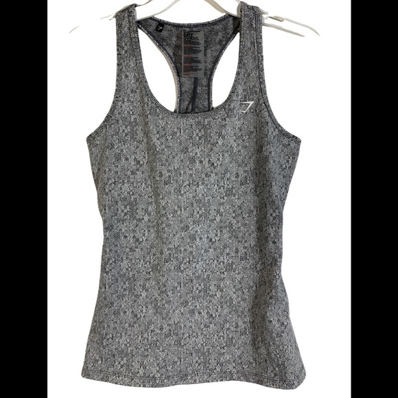 🌸2/$25 Gymshark Grey Charcoal Fleur Texture Heather Double Strap Fitted Tank - Picture 3 of 6